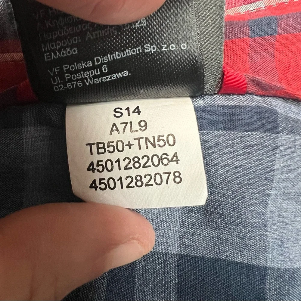 THE NORTH FACE Shirt Mens Medium Red Blue Plaid Short Sleeve Snap Front Hiking - Picture 8 of 9